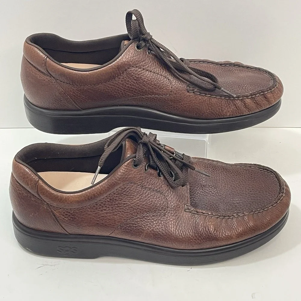 SAS Mens 13M Bout Time Lace Up Oxford Shoes Brown‎ Leather Comfort Walk Sneakers